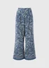 Blue Paisley Wide Leg Co-Ord Trousers - Size 14 29 leg Image 4