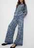 Blue Paisley Wide Leg Co-Ord Trousers - Size 14 29 leg Image 3