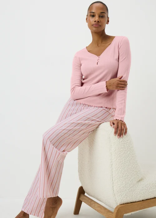 Pink Henley Stripe Pyjama Set - Extra small Image 1