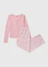 Pink Henley Stripe Pyjama Set - Extra small Image 2