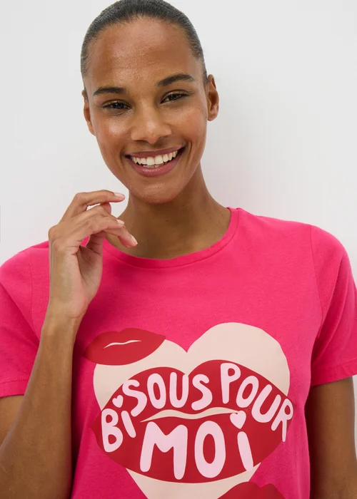 Pink Stripe Bisous Pyjama Set - Large Image 2