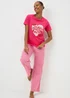 Pink Stripe Bisous Pyjama Set - Large Image 1