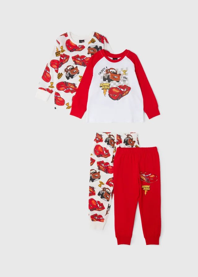 2 Pack Cars Boys Cream Long Pyjama Set (1-7yrs)