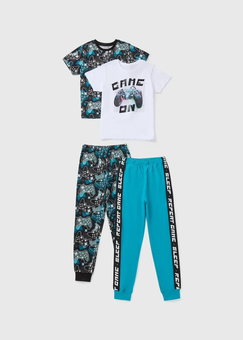 2 Pack Boys Blue Gaming Pyjama Sets (7-13yrs) - Age 7 Years Image 1