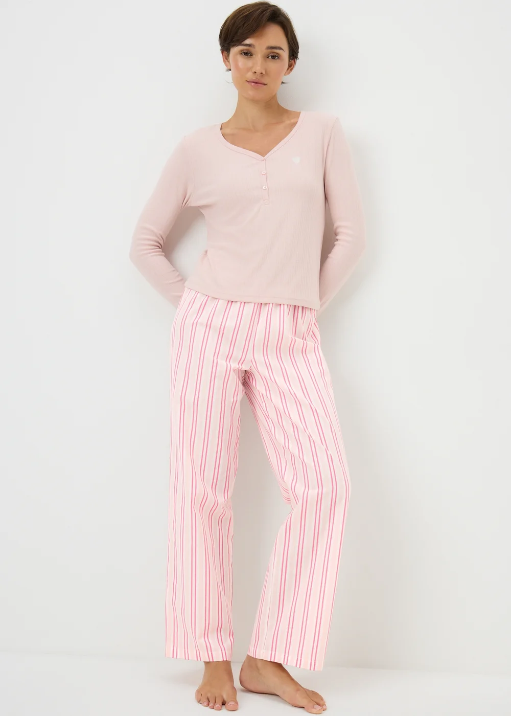 Pink Stripe Wide Leg Pyjama Bottoms - Extra small Image 1