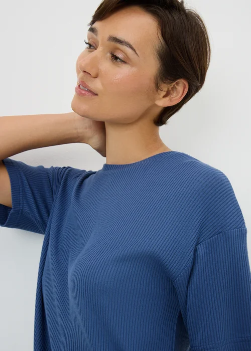 Blue Brushed Ribbed Short Pyjama Set - Extra small Image 2