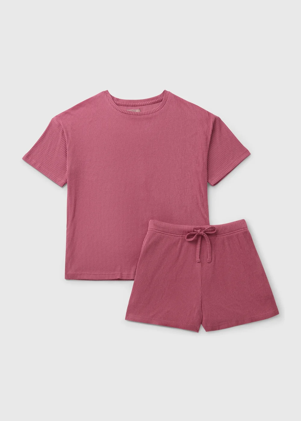 Pink Brushed Ribbed Short Pyjama Set - Extra small Image 2