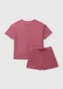 Pink Brushed Ribbed Short Pyjama Set - Extra small Image 2