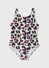 Girls Neon Leopard Print Swimming Costume (6-15yrs) - Age 6 - 7 Years Image 1