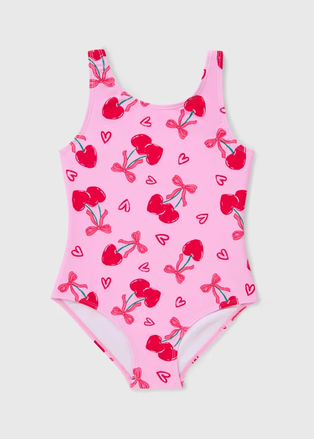 Girls Pink Cherry Swimsuit (6-15yrs)
