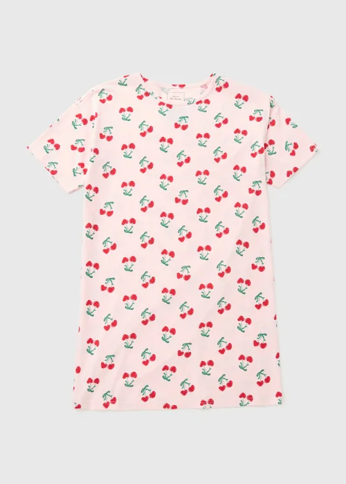 Pink Cherry Print T-Shirt Nightie - Extra small Image 3