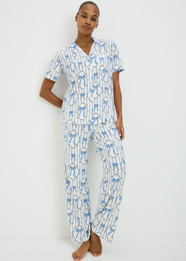 Blue Bow Design Pyjama Set
