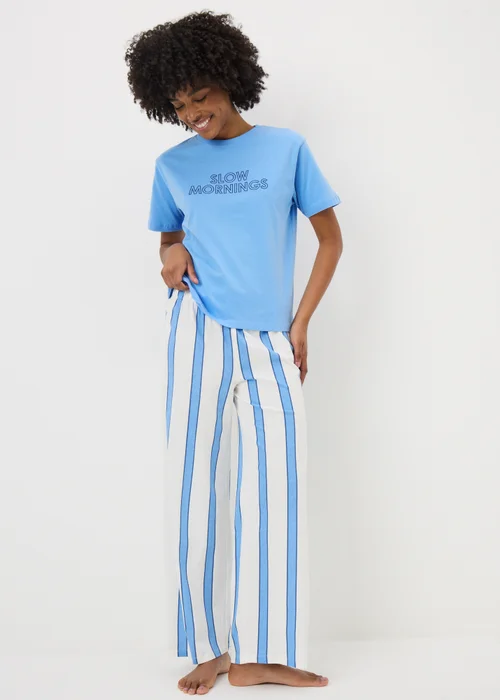 Blue Slow Mornings Pyjama Set - Large Image 1