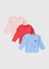 3 Pack Girls Multicolour Ladybird Tops (1-7yrs) - Age 3 - 4 Years Image 1