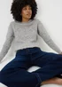 Grey Marl Bobble Stitch Cable Jumper - XS Image 1