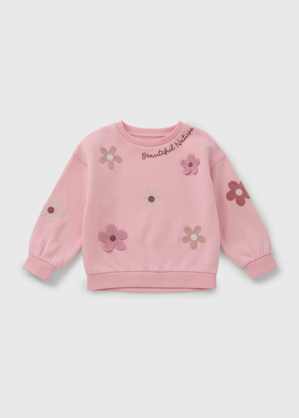 Girls Pink Flower Soft Sweatshirt (1-7yrs) - 1-1.5 Yrs Image 1