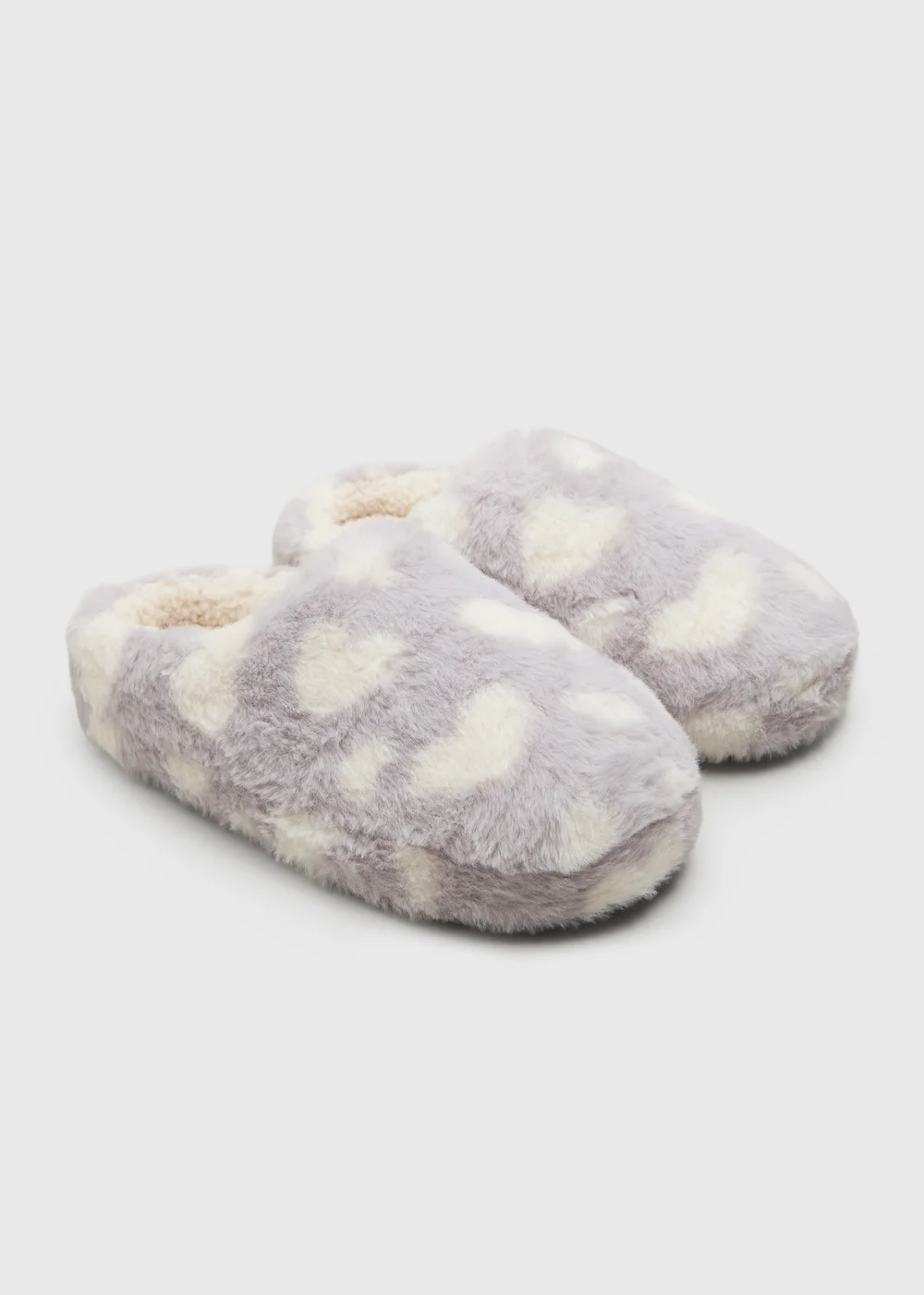 Grey Heart Mule Slippers - Small Image 1
