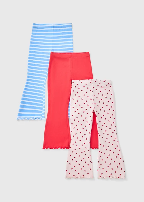 3 Pack Girls Pink Ladybird Flared Trousers (1-6 Years) - 1 half year to 2 Image 1