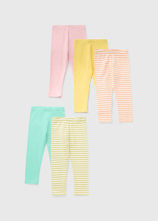 5 Pack Multi Coloured Leggings (1-7 Years)