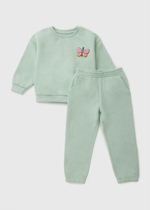 Girls Sage Mushroom Happiness Sweatshirt & Jogging Bottom Set (1-7yrs) - Age 4 - 5 Years Image 1