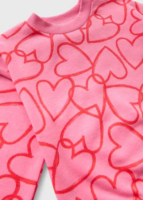 Girls Pink Heart Sweatshirt & Flare Legging Set (1-7 Years) - 1 to 1 half years Image 2