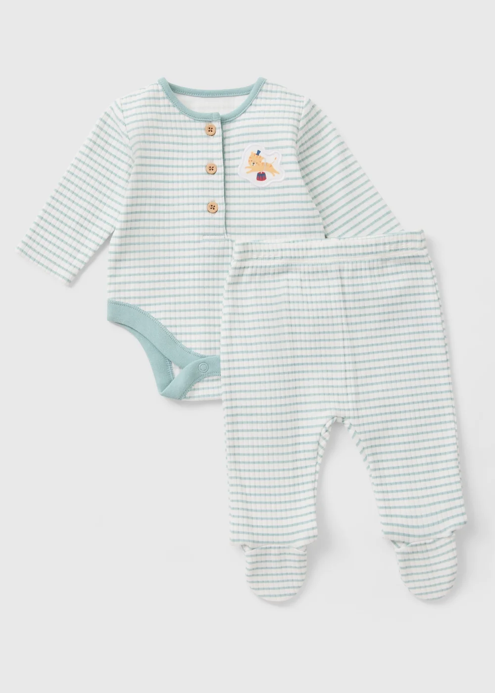 2 Piece Baby Sage Stripe Circus Top & Legging Set (Newborn-12mths) - First Size Image 1