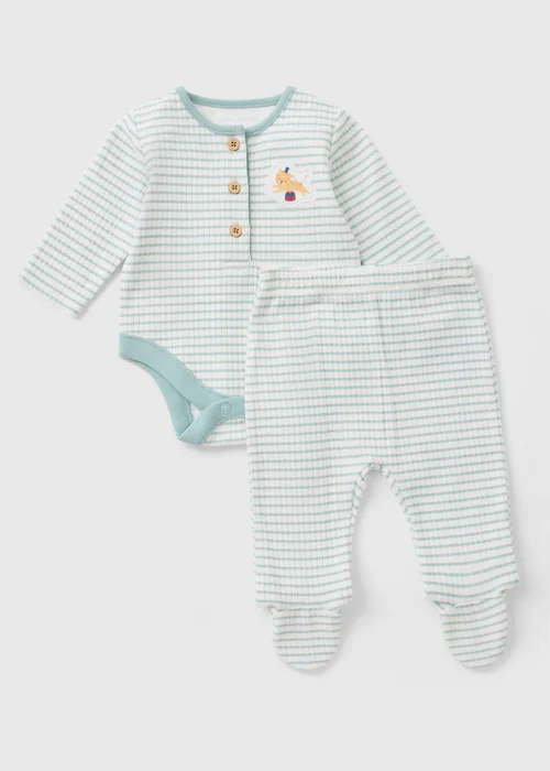 2 Piece Baby Sage Stripe Circus Top & Legging Set (Newborn-12mths) - First Size Image 1