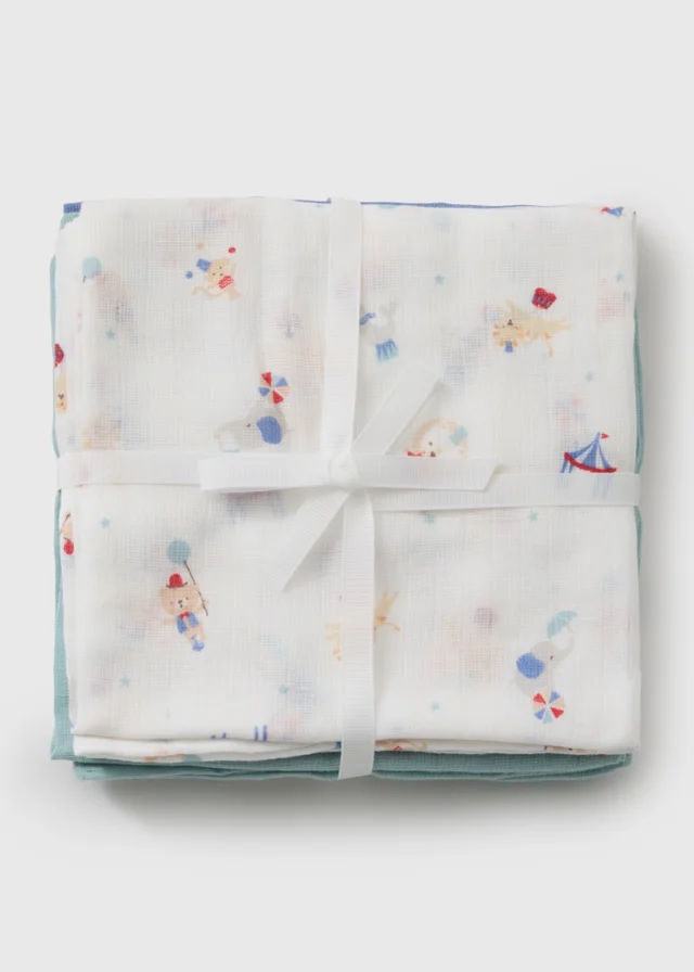 3 Pack Baby Blue Muslin Squares