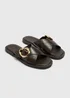Chocolate Brown Cross Strap Buckle Sliders - Size 3 Image 1