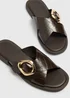 Chocolate Brown Cross Strap Buckle Sliders - Size 3 Image 2