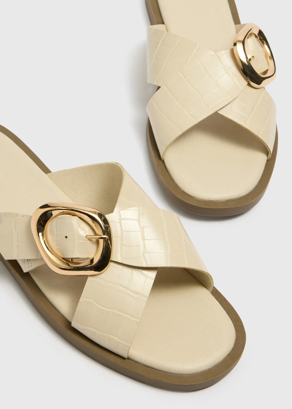 Stone Cross Strap Buckle Sandals - Size 3 Image 2