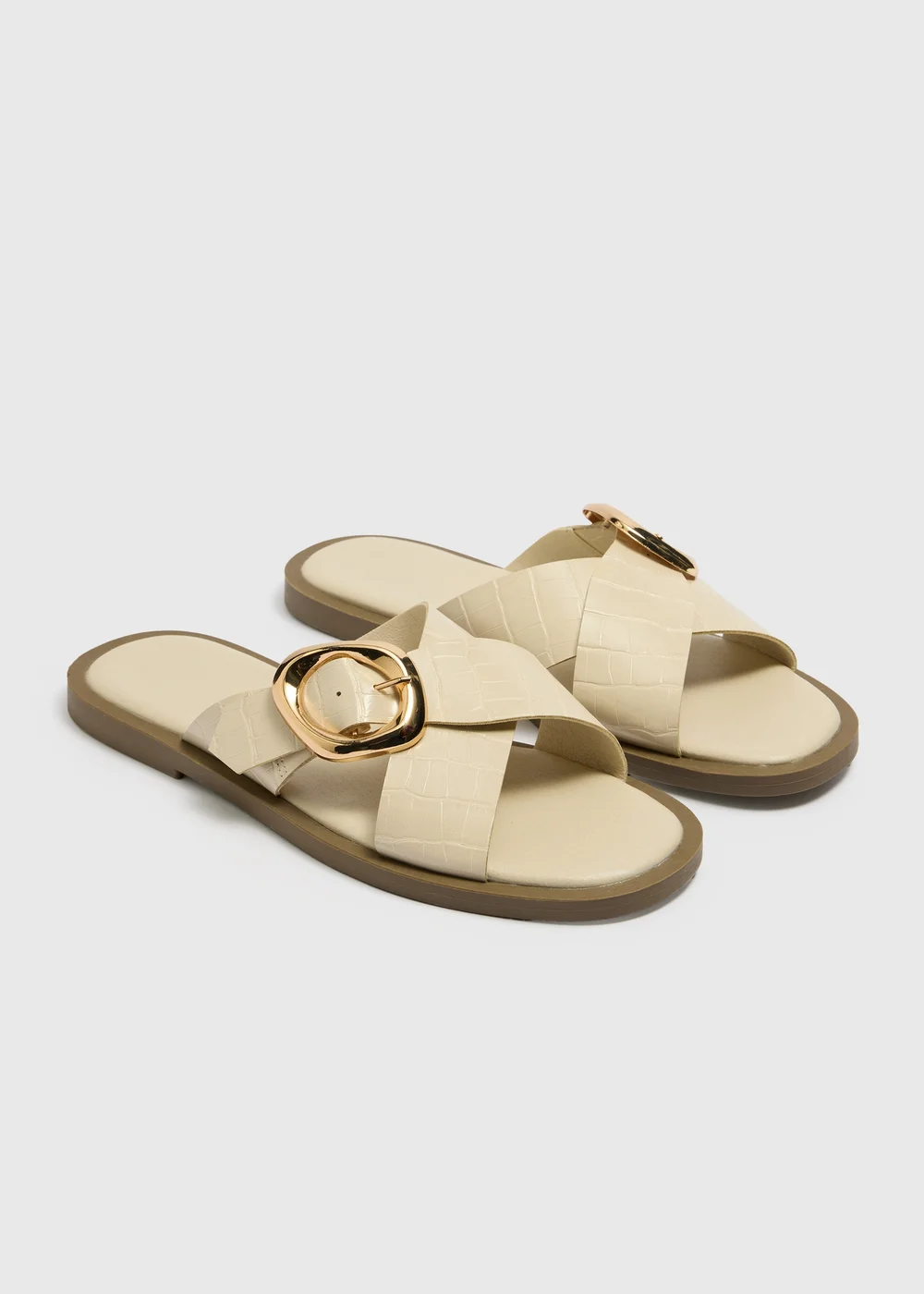 Stone Cross Strap Buckle Sandals - Size 3 Image 1