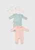 3 Pack Baby Multicolour Mouse Sleepsuits (Newborn-12mths) - First Size Image 1