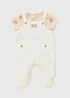 Baby Beige Bear Top & Dungaree Set (Newborn-12mths) - First Size Image 1