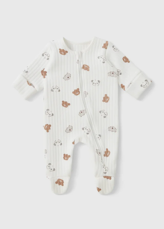 Baby White Bear Wadded Sleepsuit (Newbron-12mths)