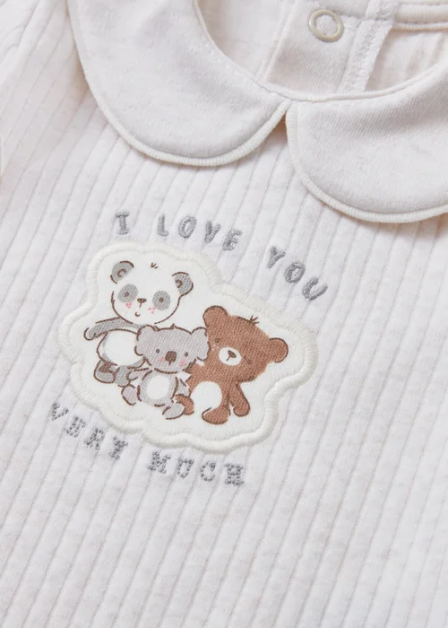 2 Piece Baby Grey Bear Ribbed Top & Legging Set (Newborn-12mths) - First Size Image 2