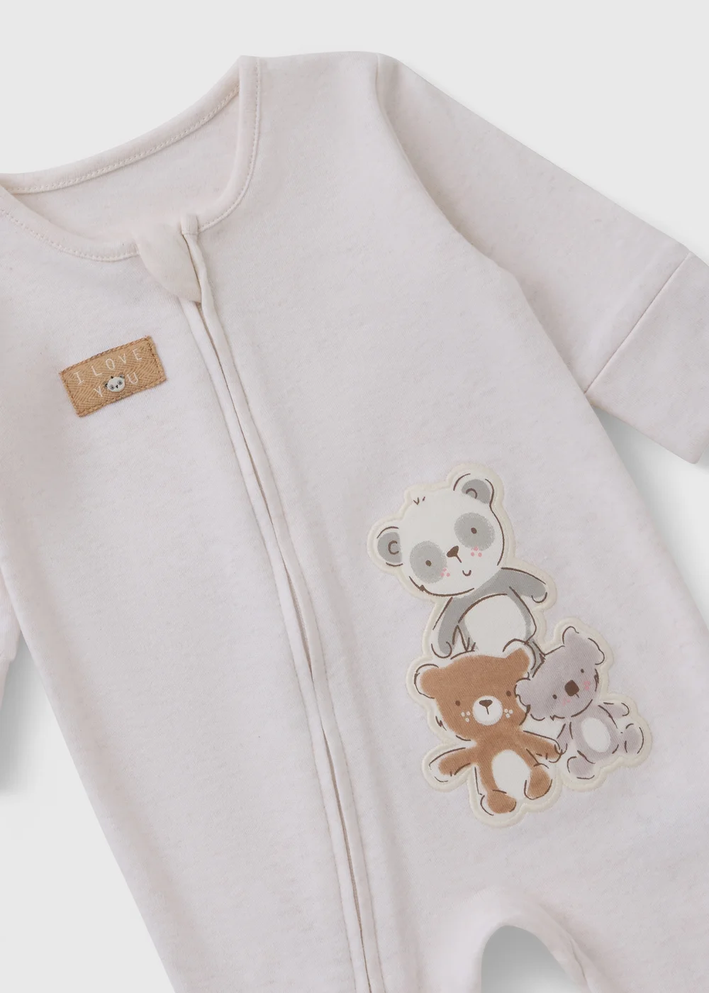 Neutral Bear Zip Sleepsuit (Newborn-12mths) - Up to 1 Month Image 2