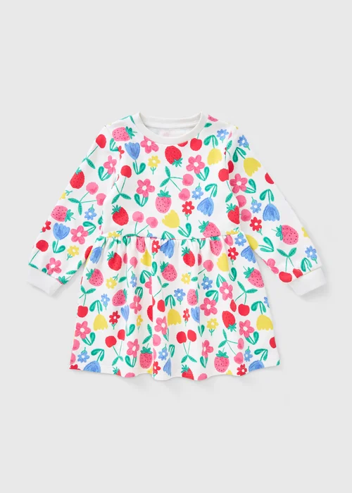 Girls Cream Floral Sweater Dress (1-7yrs) - 2-3 Yrs Image 1