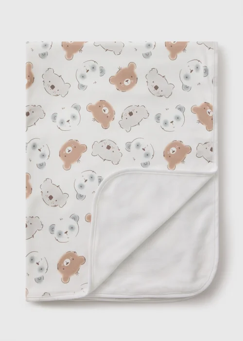 Baby White Bear Print Blanket - One Size Image 2