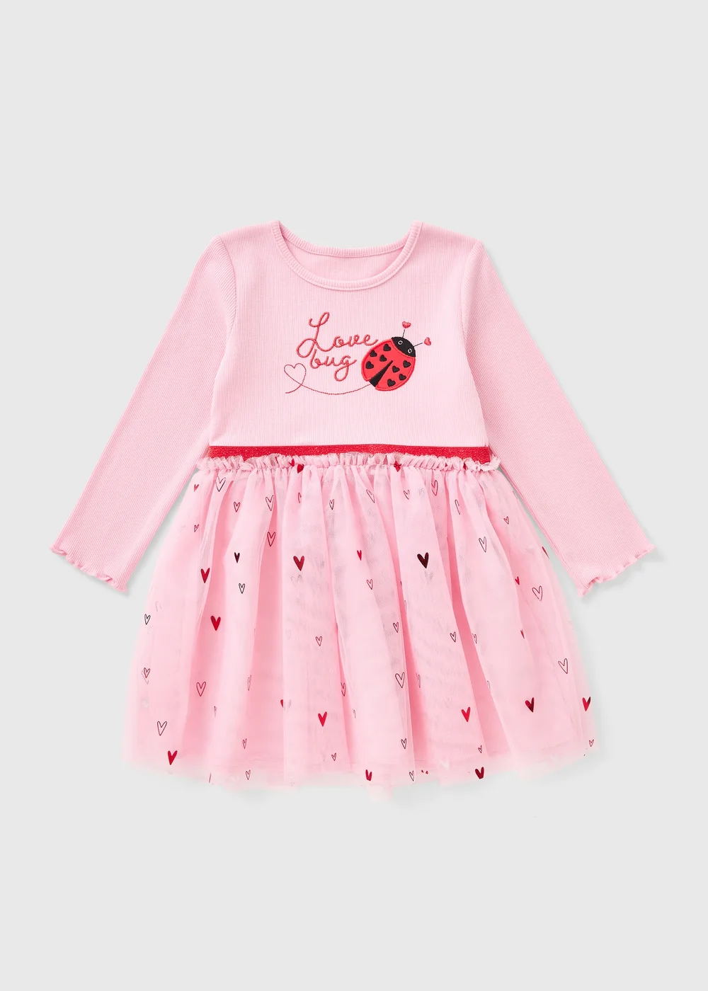 Girls Pink Ladybird Valentines Tutu Dress (1-7yrs) - 3-4 Yrs Image 1