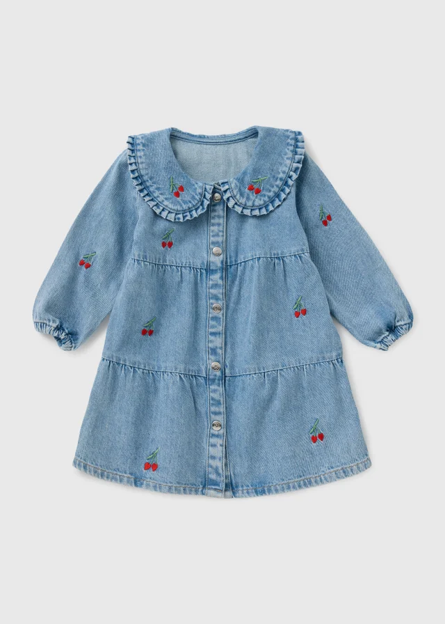 Girls Dress Cherry Denim Dress (1-7yrs)