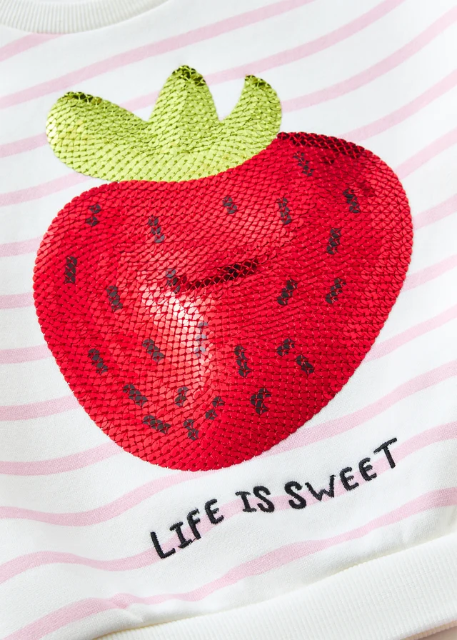 Girls Pink Strawberry Sequin & Flare Set (1-7yrs)