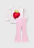 Girls Pink Strawberry Sequin & Flare Set (1-7yrs) - 1 to 1 half years Image 1