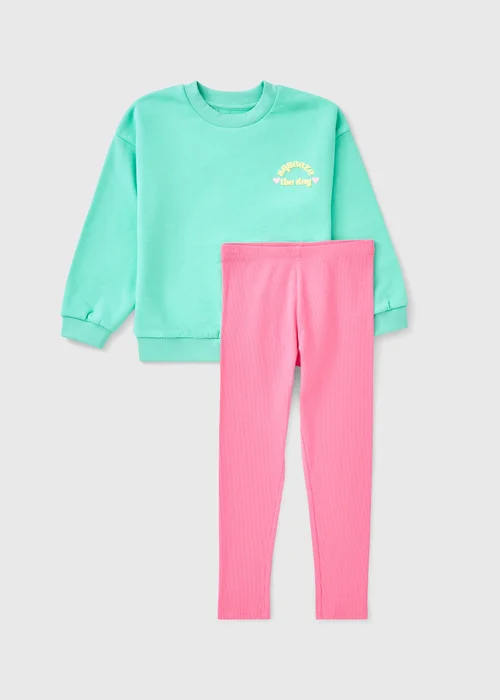 Girls Green Lemonade Sweatshirt & Legging Set (1-7yrs) - 1 to 1 half years Image 1