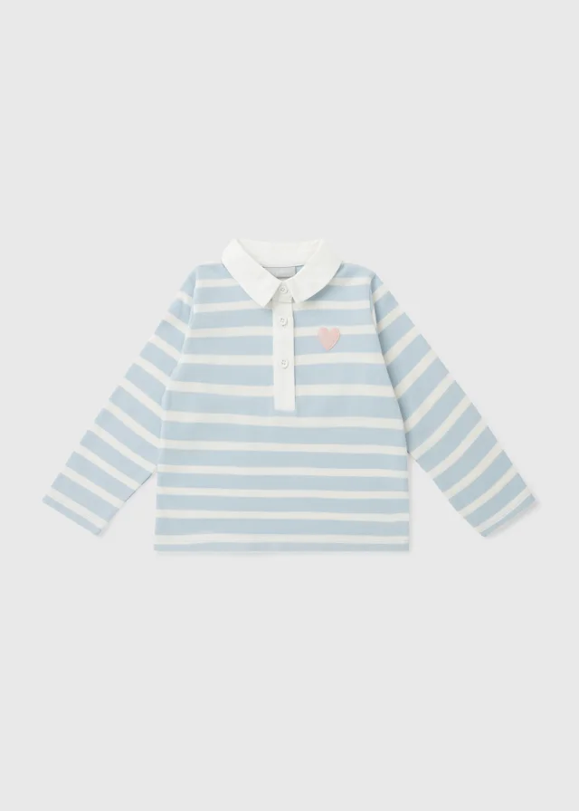 Girls Blue Stripe Rugby Top (1-7yrs)