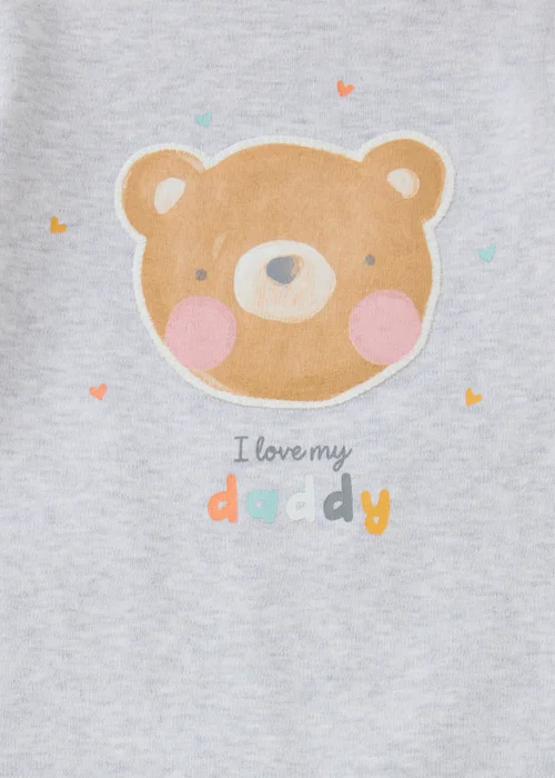 Baby Grey Bear Daddy Sleepsuit (Newborn-23mths) - First Size Image 2