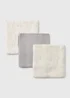3 Pack Baby Grey Star Muslin Cloths - One Size Image 2