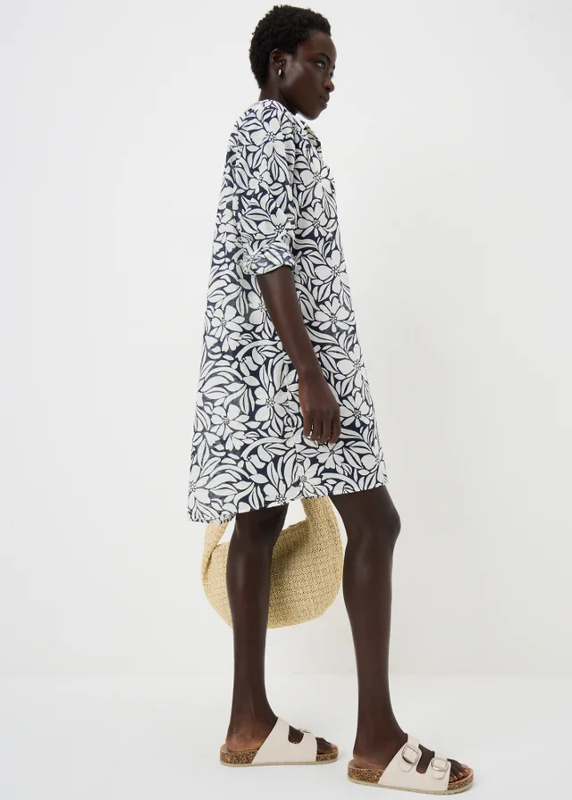 Navy Tropical Floral Beach Shirt