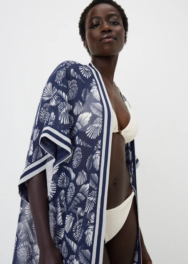 Navy Shell Print Kimono
