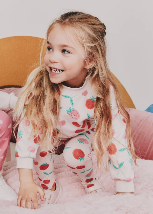 Girls Pink Strawberry Cherry Sweatshirt (1-7yrs)